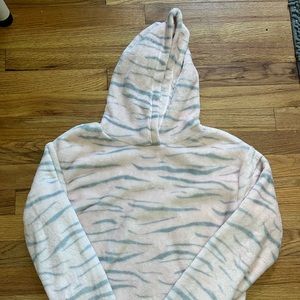 SO pink zebra print fleece hoodie, new without tags